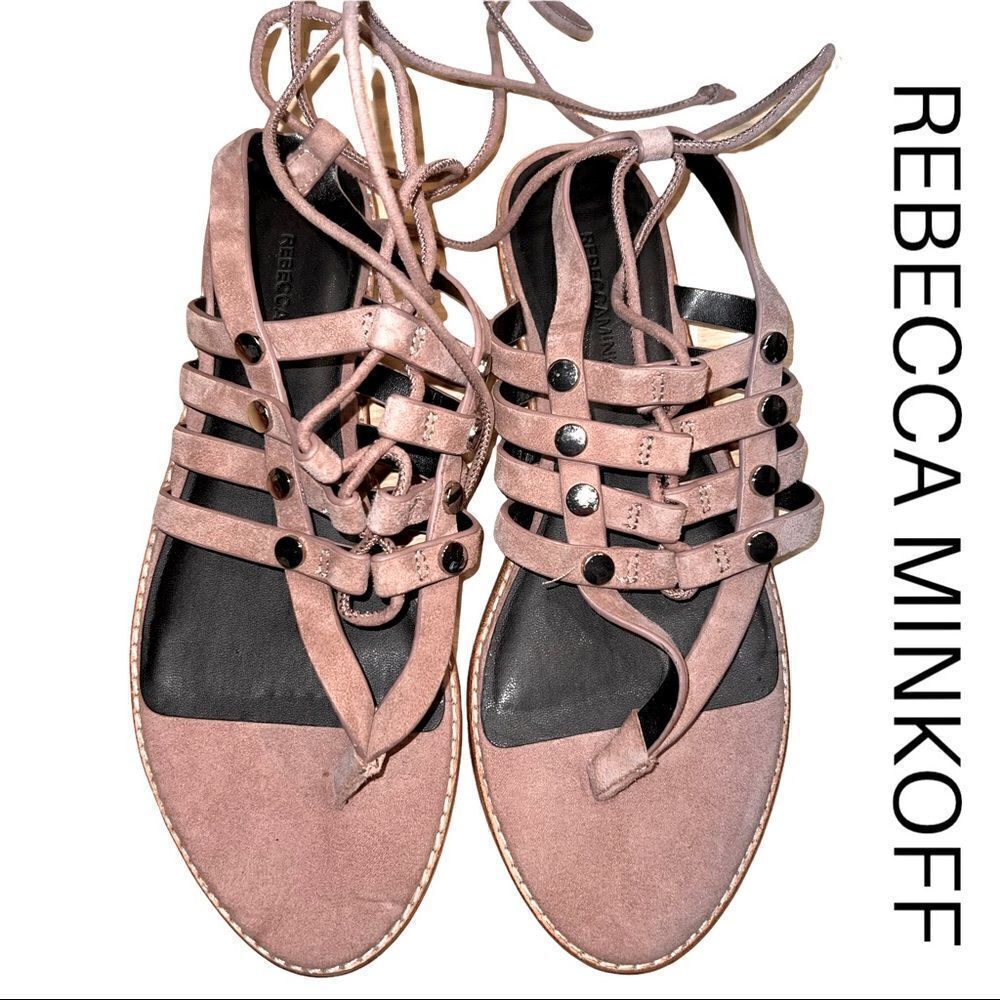Rebecca Minkoff Women's Nubuck Suede Gladiator sandals 7.5 light Rouge/blush
